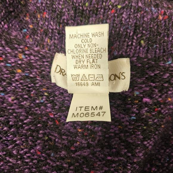 90s Chunky Knit Cardigan Sweater Purple Speckled Plus Size 1X Granny Cottage - Picture 9 of 9